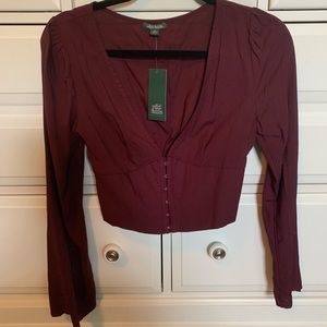 Long-Sleeve Maroon Target Blouse